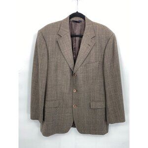 Brooks Brothers 346 Mens Stretch Wool Blend Blazer 43R Brown Plaid Houndstooth